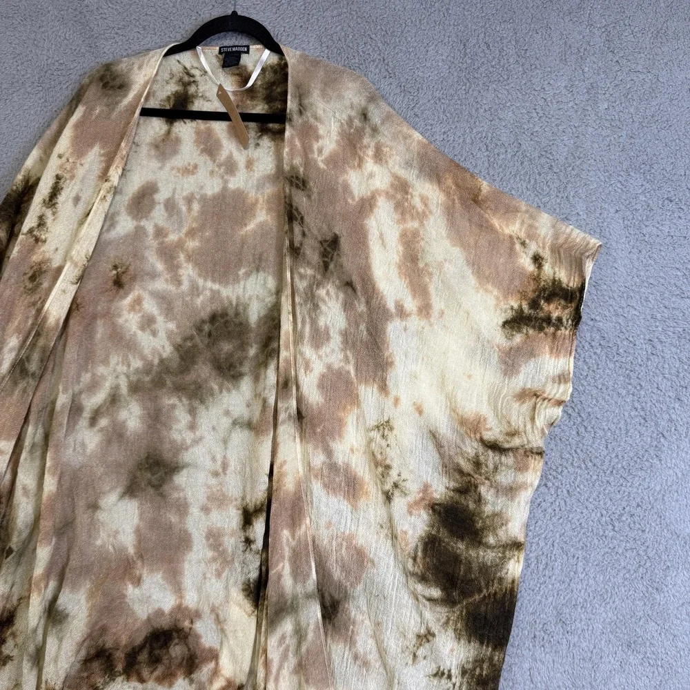 Steve Madden Kimono Cardigan Womens‎ One Size Neutral Tie Dye Boho Ruana Wrap